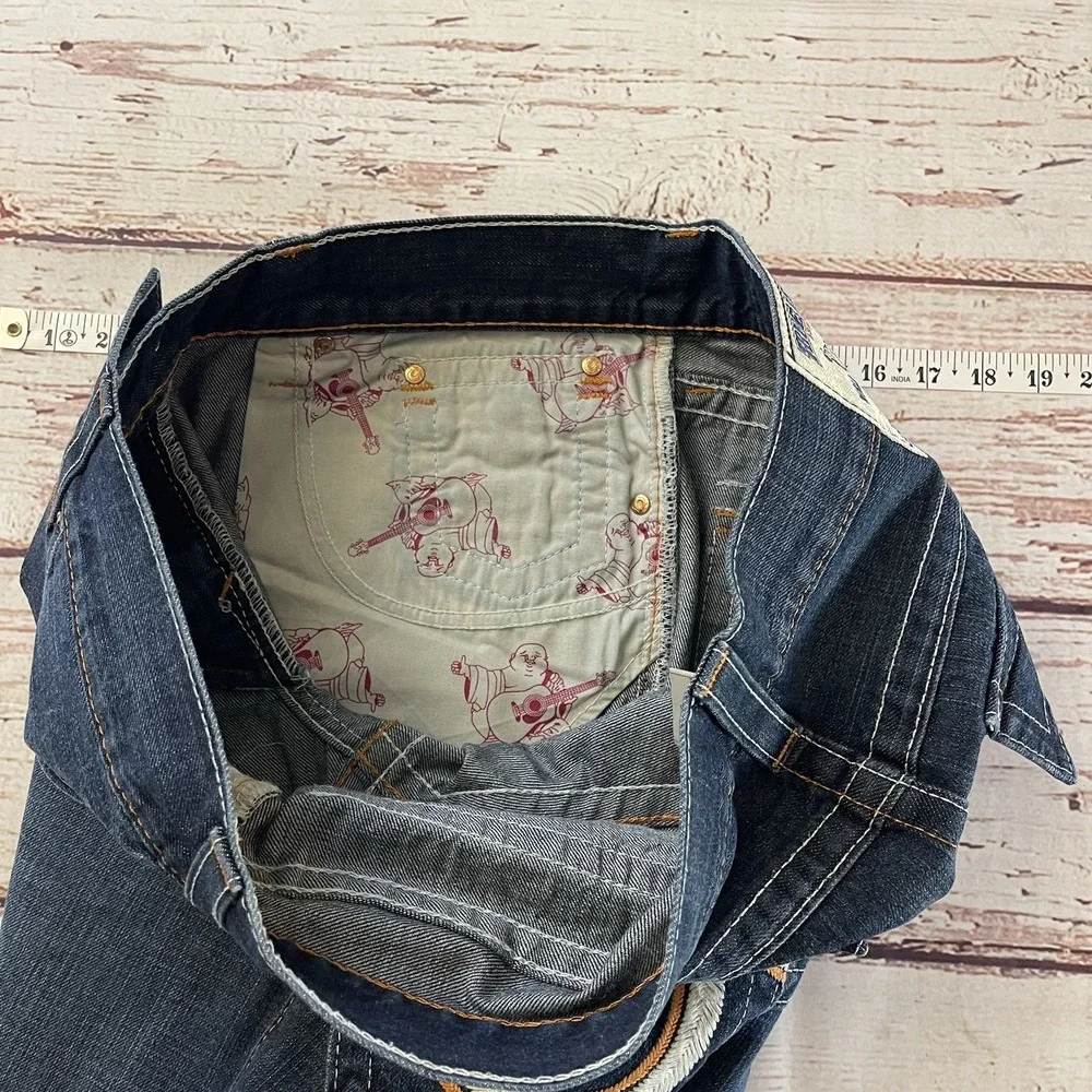 True Religion Mens‎ Original Slim Denim Blue Jeans Size 36x34 Made In USA